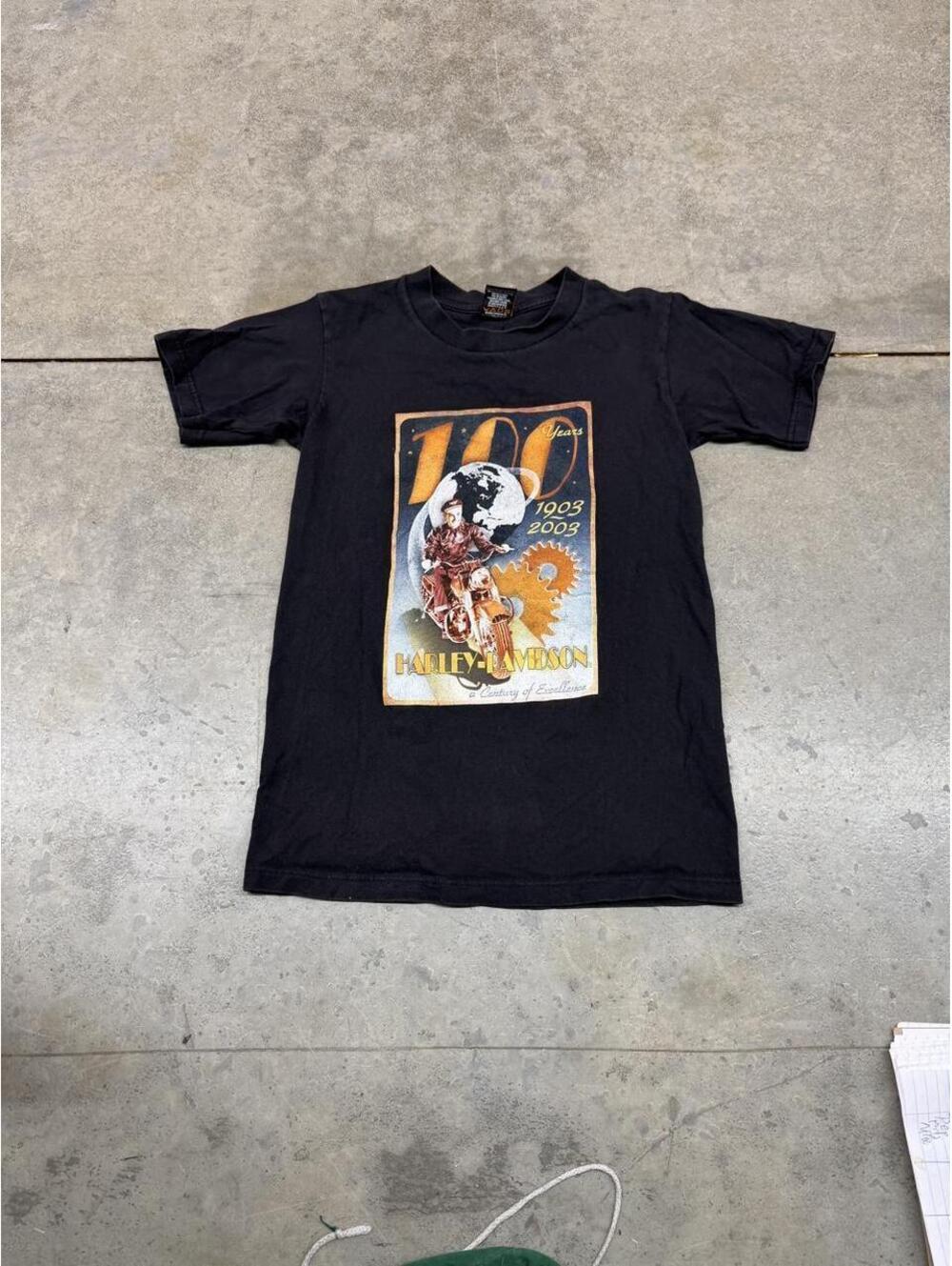 vintage harley davidson 100 year anniversary made in usa faded black shirt